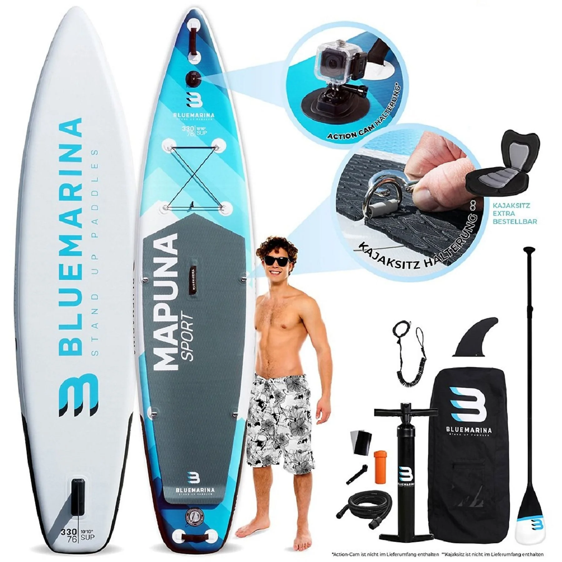 BLUEMARINA Mapuna 2022 SUP Board Stand Up Paddle weiß blau schwarz