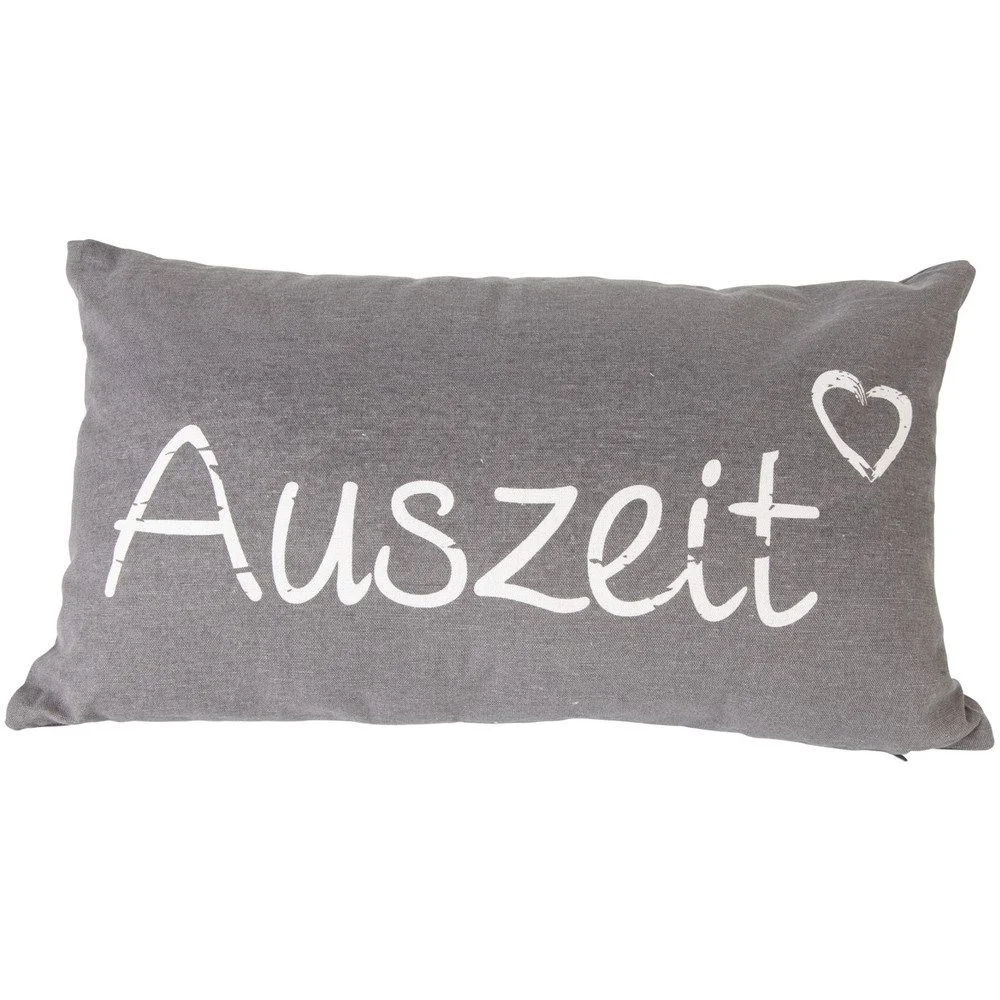 Dekokissen „Auszeit“ – 30×50 cm, grau