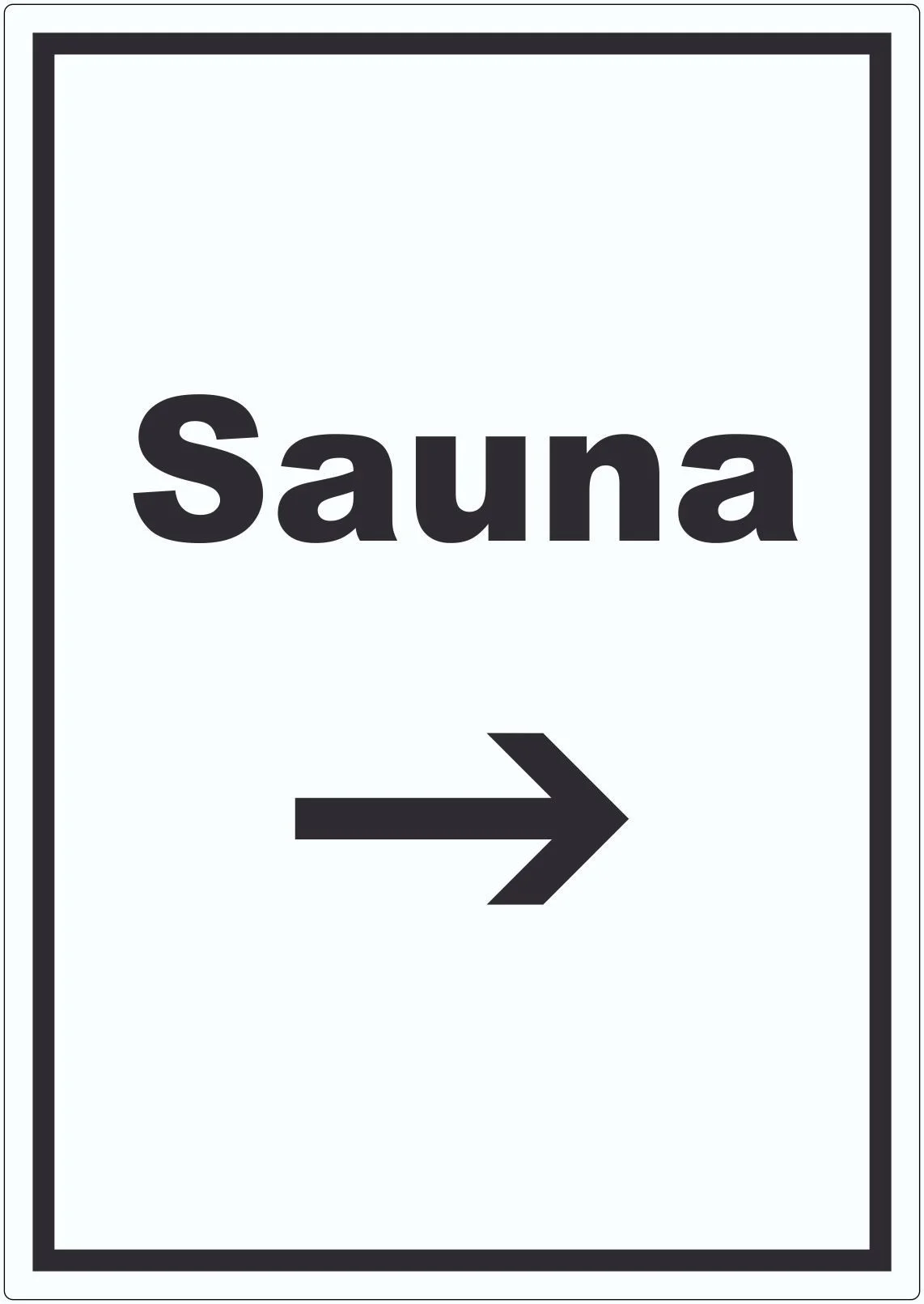 Aufkleber „Sauna – Erholung & Entspannung“ mit Richtungspfeil rechts