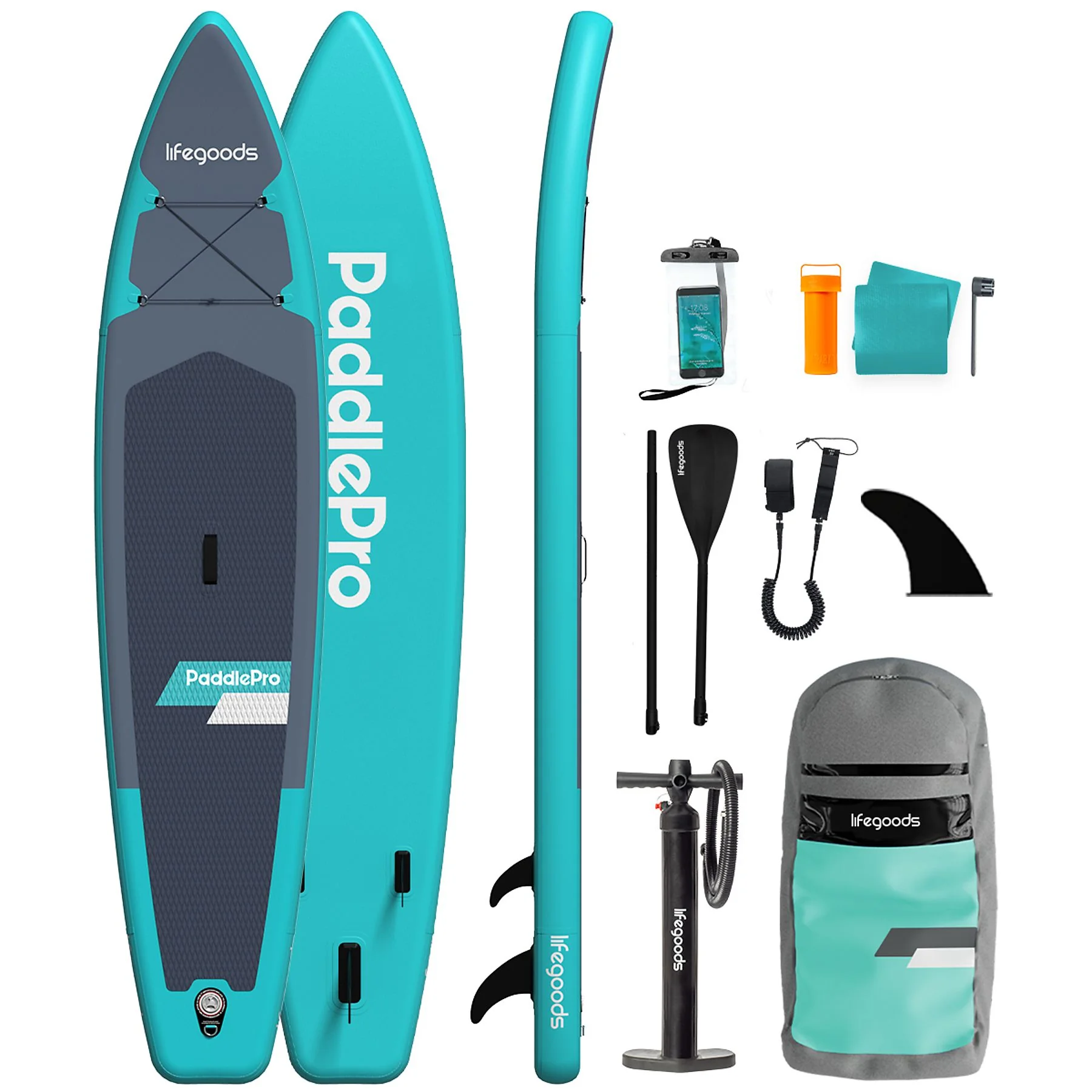 LIFEGOODS LG1310 PaddlePro Touring SUP Board Turquoise