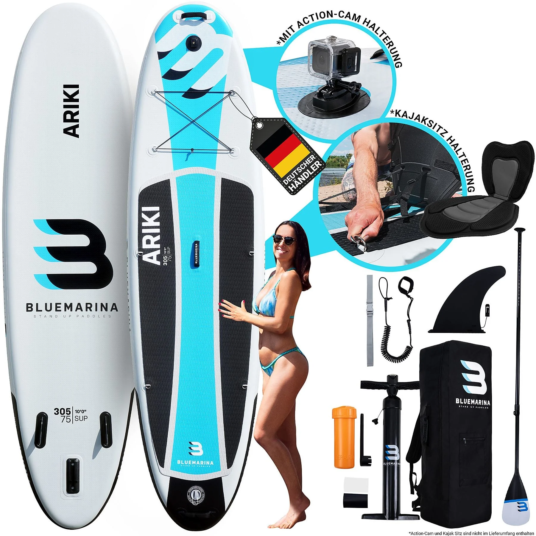 BLUEMARINA SUP Board Ariki 305x76x15 cm weiß blau schwarz
