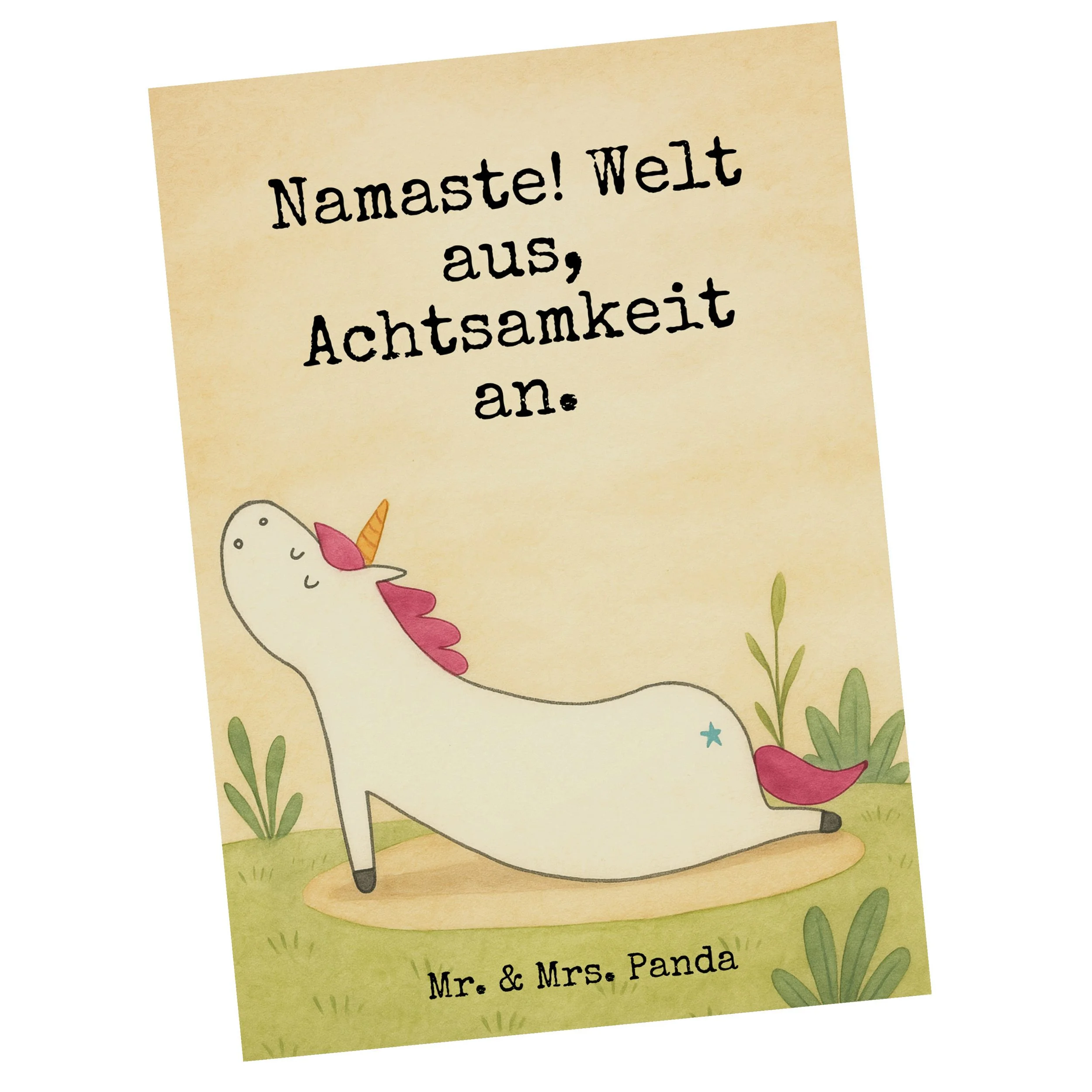 Postkarte A6 „Einhorn Yoga“ – Weiß, Mr. & Mrs. Panda