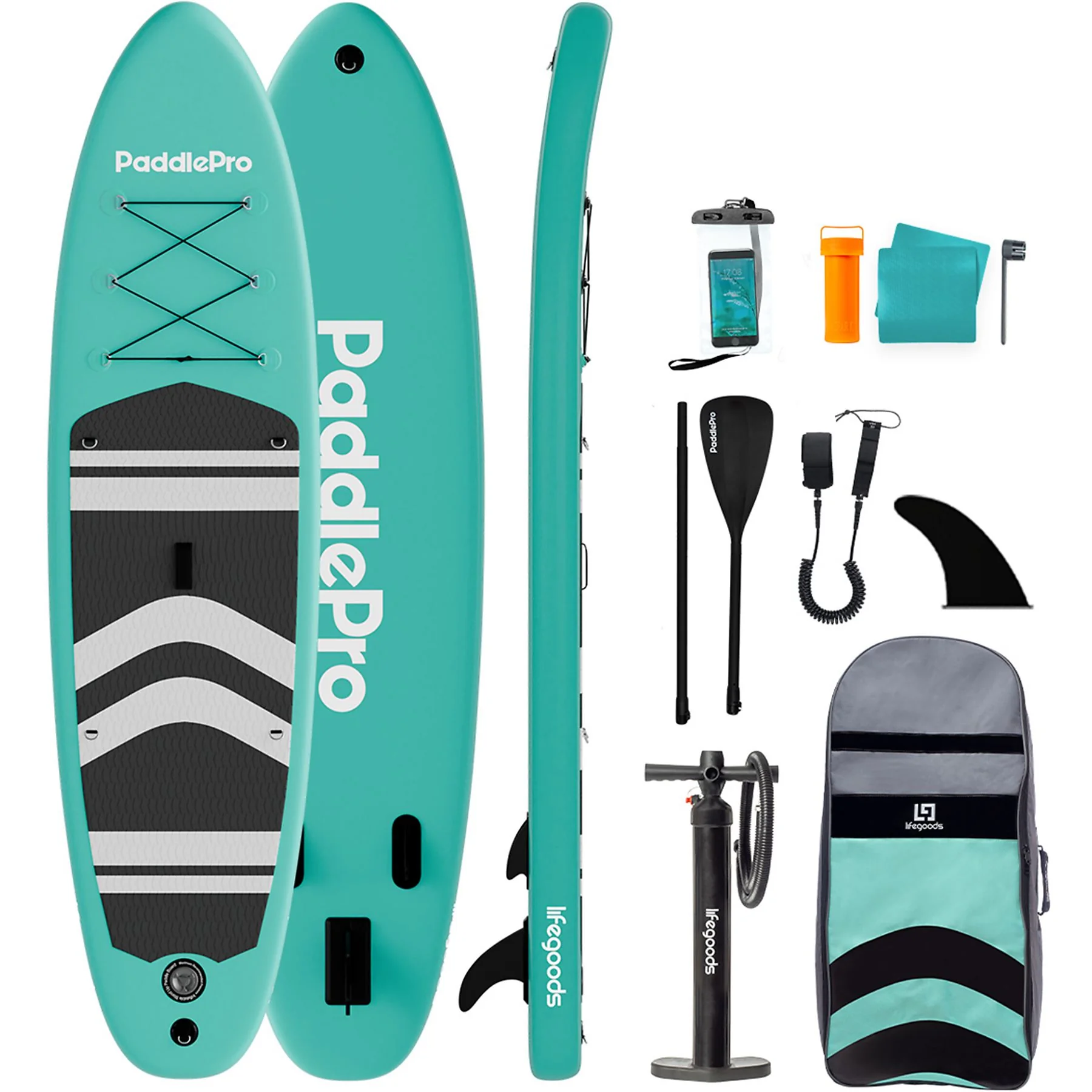 LIFEGOODS LG1145 PaddlePro Allround SUP Board, mintgroen