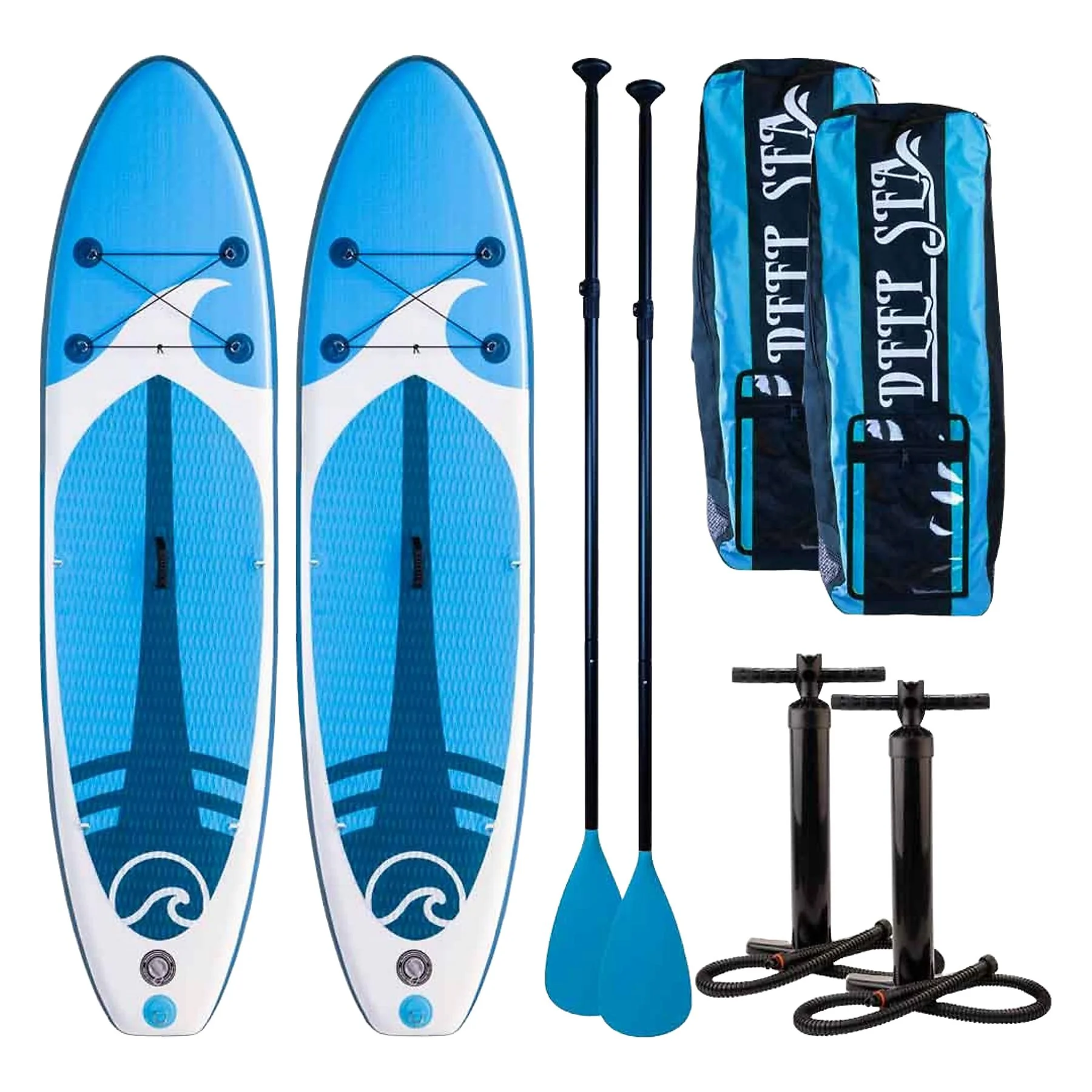 DEEP SEA 2x Kajak Pro Stand Up Paddle Set Blau